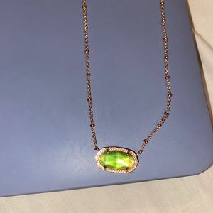 kendra scott rose gold beaded chain with green stone
